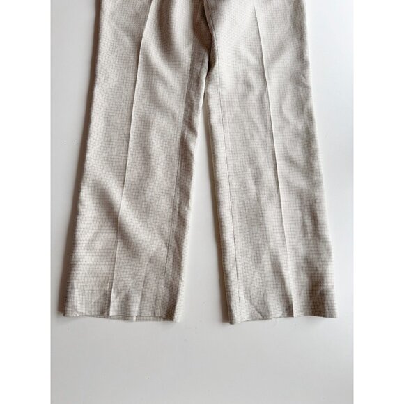 BROOKS BROTHERS Loro Piana Beige Check Wool Silk Linen Trousers Pants, Size 8 - Picture 3 of 13